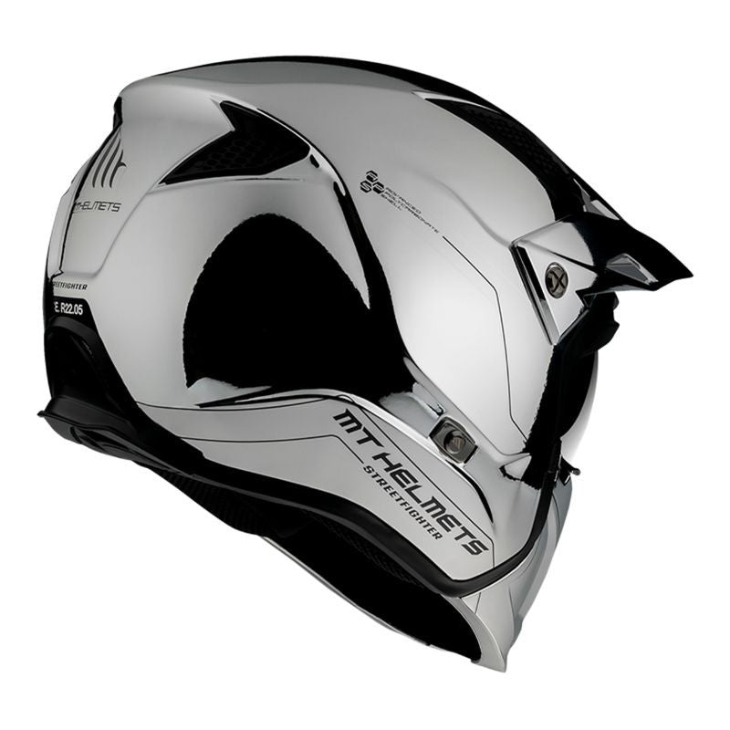 CASQUE TRIAL MT STREETFIGHTER SV UNI CHROME ARGENT (taille S)