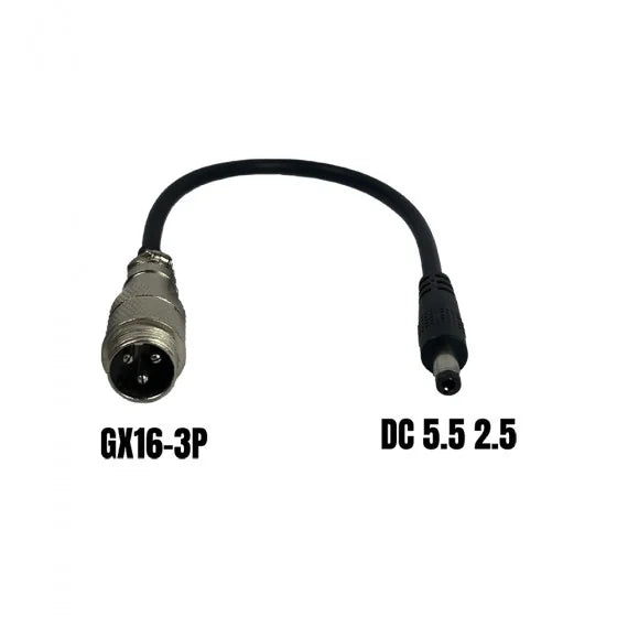 Adaptateur de Charge GX16 3Pins Male Vers DC 5.5 2.5mm Femelle