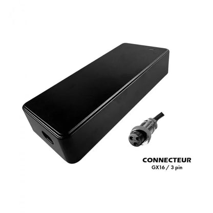 Chargeur 54.6V 2A Pour Batterie 48V (Connecteur GX12-3P Avec Adaptateur GX16 3P)