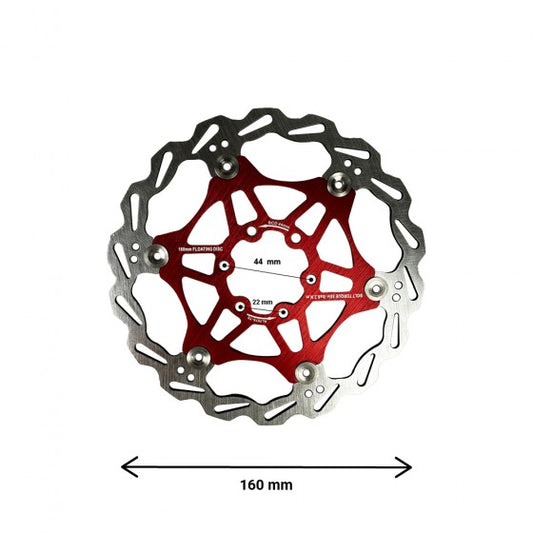 Disque de Frein Flottant 160mm (Entraxe 44mm) Rouge